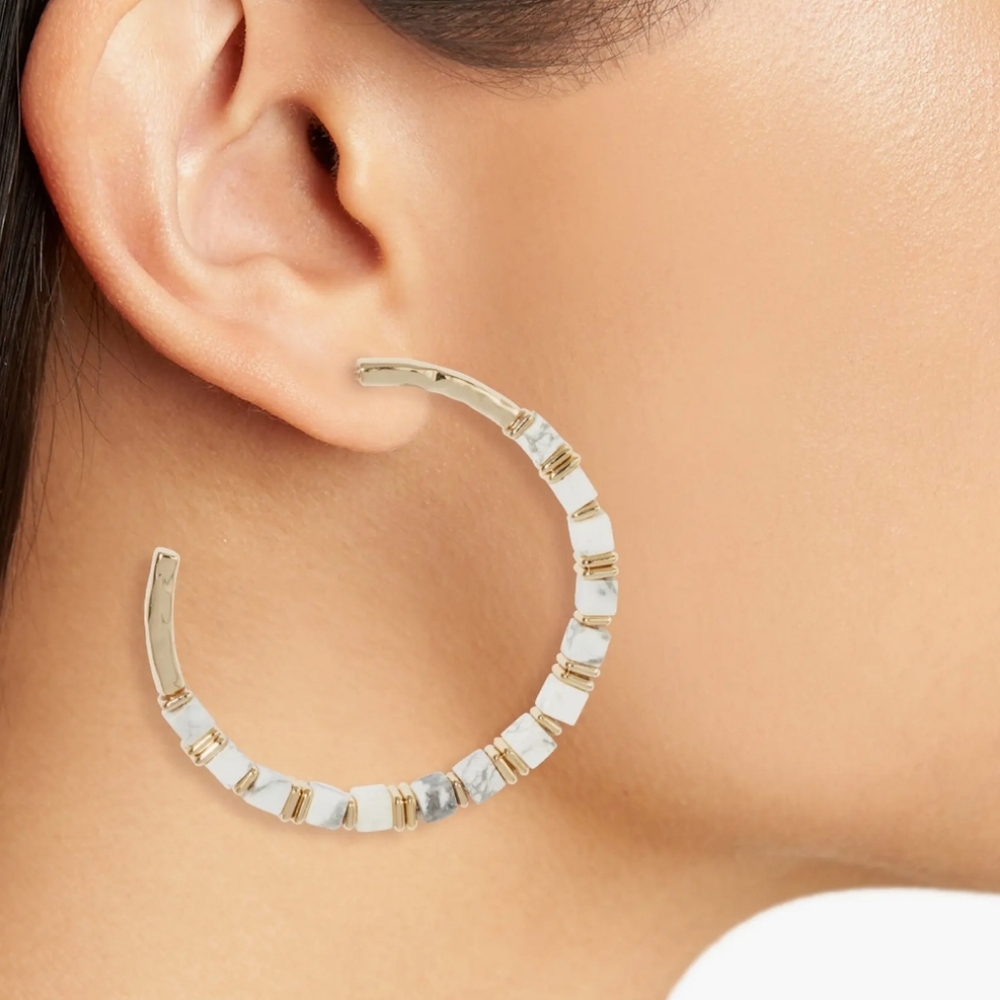 Kendra Scott Gold, White and Gray Hoop Earrings - Picture 5 of 6